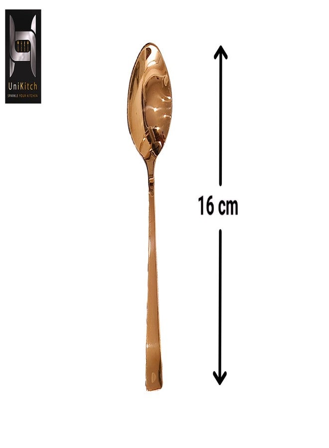 UniKitch Sparkle Your Kitchen with UniKitch pvd Coated, 100% Stainless steel, Long Lasting, Pack of 6- Rose Gold Premium spoons. (Table Spoon) - Image 2