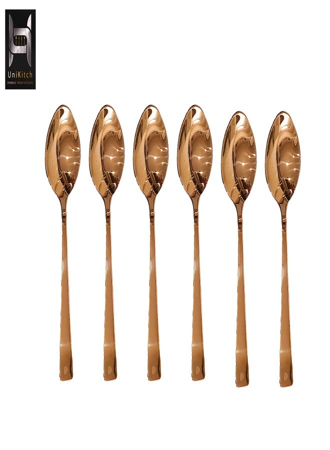 UniKitch Sparkle Your Kitchen with UniKitch pvd Coated, 100% Stainless steel, Long Lasting, Pack of 6- Rose Gold Premium spoons. (Table Spoon) - Image 1