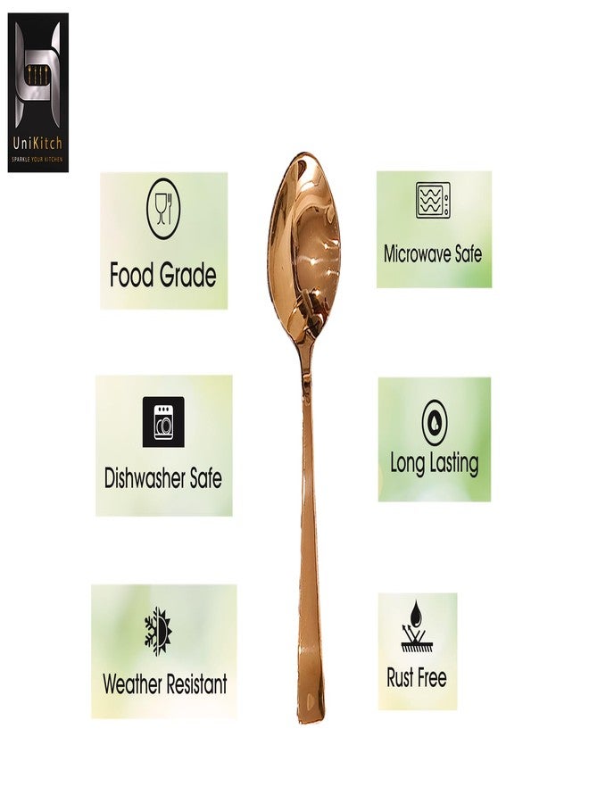 UniKitch Sparkle Your Kitchen with UniKitch pvd Coated, 100% Stainless steel, Long Lasting, Pack of 6- Rose Gold Premium spoons. (Table Spoon) - Image 3