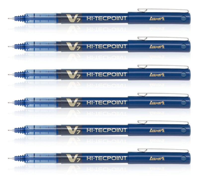 بايلوت قلم بايلوت هاي-تيك بوينت V7 019576 (أزرق - عبوة من 6 قطع) - Image 1