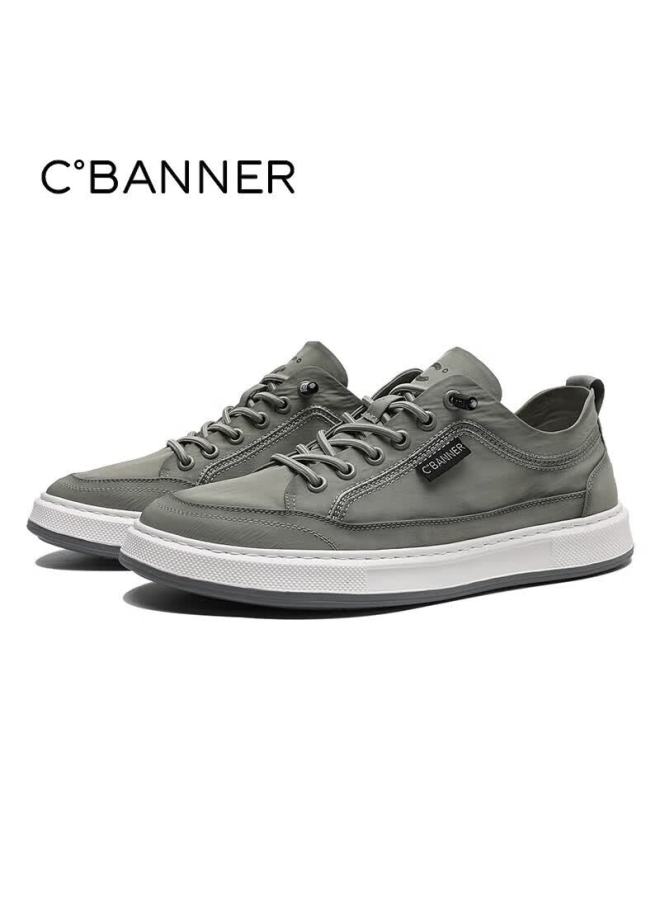 C.banner Casual Shoes, Summer Comfortable Men's Shoes, Thin Breathable Slip-on Canvas Shoes, Gray-green, Size 39 - Image 3