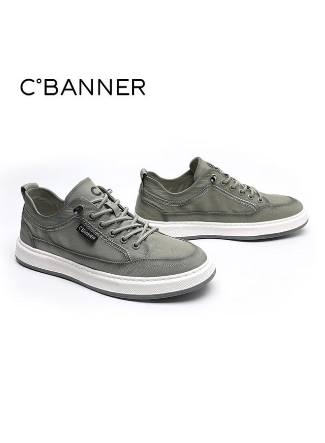 C.banner Casual Shoes, Summer Comfortable Men's Shoes, Thin Breathable Slip-on Canvas Shoes, Gray-green, Size 39 - Image 4