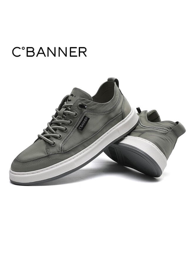 C.banner Casual Shoes, Summer Comfortable Men's Shoes, Thin Breathable Slip-on Canvas Shoes, Gray-green, Size 39 - Image 2