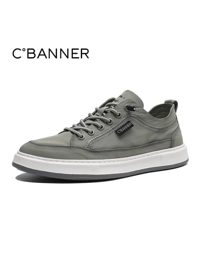 C.banner Casual Shoes, Summer Comfortable Men's Shoes, Thin Breathable Slip-on Canvas Shoes, Gray-green, Size 39 - Image 1