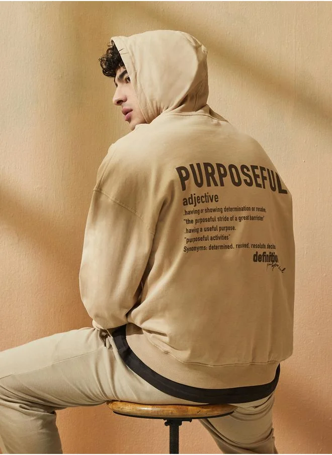 Styli Back Slogan Print Oversized Fleece Hoodie