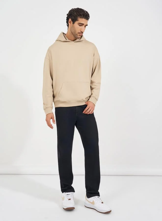 Styli Back Slogan Print Oversized Fleece Hoodie