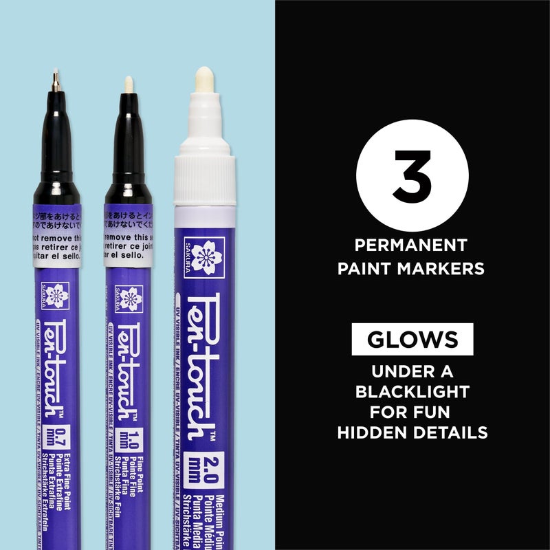 SAKURA Pen-touch UV Paint Markers, Ass't Tips, 3 PK #42000 - Image 3