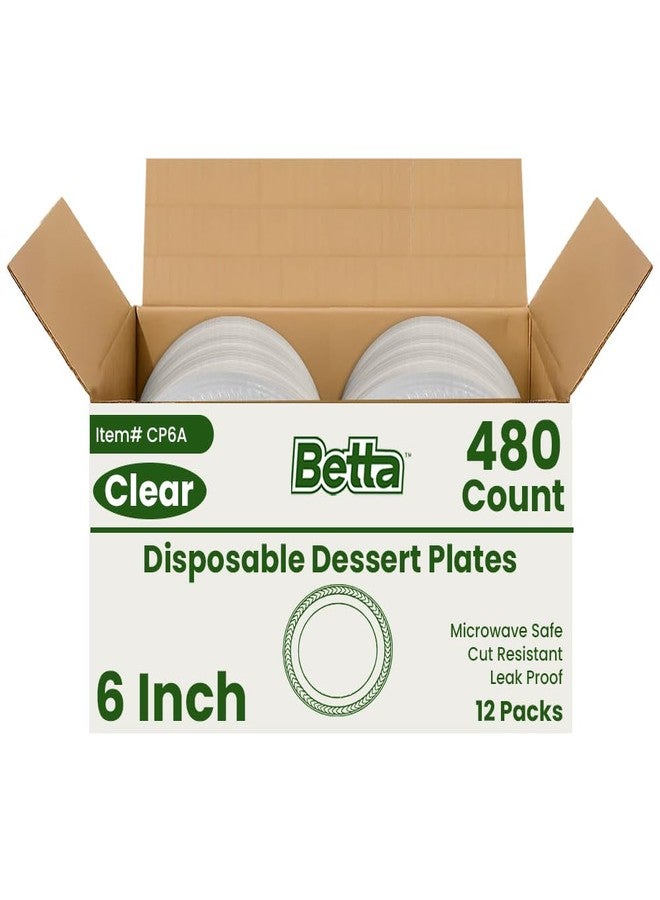 Betta 6-Inch Disposable Plastic Dessert Plates, Clear, 480 Count, Bulk Case for Schools, Breakrooms and Cafeteria, Microwave Safe (12 Pack Per Box x40) - Image 3