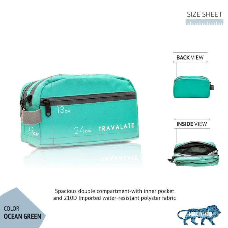 TRAVALATE Polyester Solid 8 Cms Compact Cosmetic Pouch (S_TR137T_Ocean Green) - Image 2