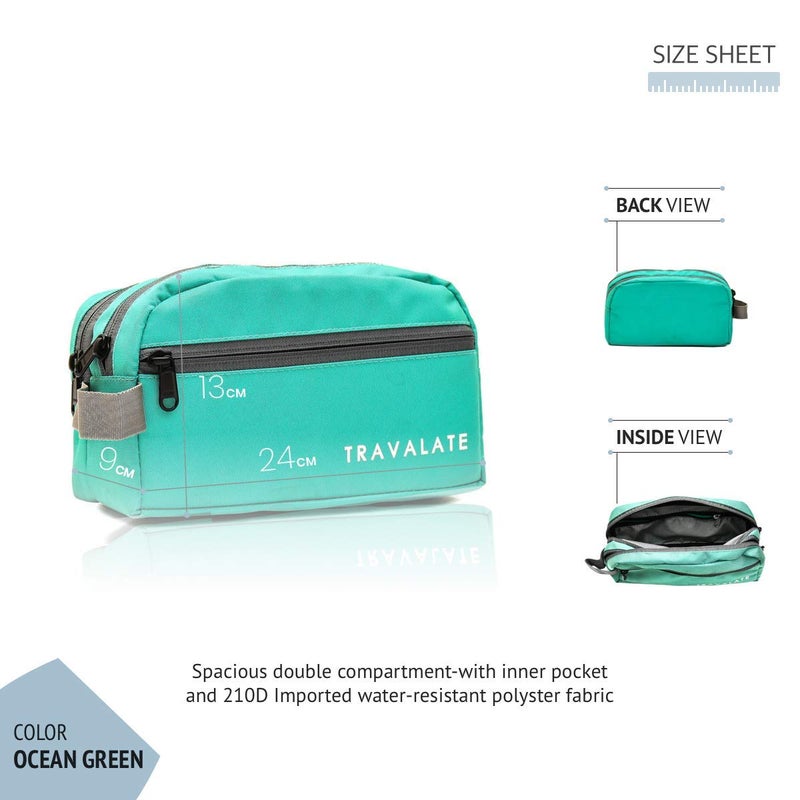 TRAVALATE Polyester Solid 8 Cms Compact Cosmetic Pouch (S_TR137T_Ocean Green) - Image 3