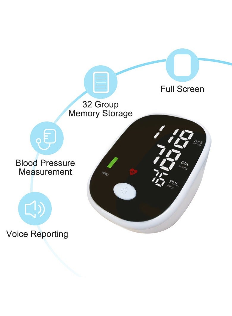 Generic Blood Pressure Monitor, LCD Display Large Screen Fully Automatic Accurate Readings Adjustable bp Cuff Upper Arm Blood Pressure Machine, Voice Prompt, Irregular Heartbeat Detection, Clear Display  - Image 3