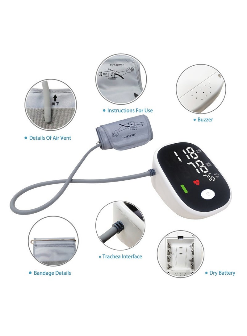 Generic Blood Pressure Monitor, LCD Display Large Screen Fully Automatic Accurate Readings Adjustable bp Cuff Upper Arm Blood Pressure Machine, Voice Prompt, Irregular Heartbeat Detection, Clear Display  - Image 4