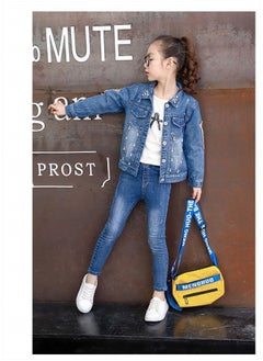 Peacolate 3-10Years Little Big Girls Spring Autumn Embroidered Paillette Sequins Butterfly Denim Jacket Kid's Top (Butterfly,9-10Years)  - Image 2