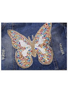 Peacolate 3-10Years Little Big Girls Spring Autumn Embroidered Paillette Sequins Butterfly Denim Jacket Kid's Top (Butterfly,9-10Years)  - Image 5