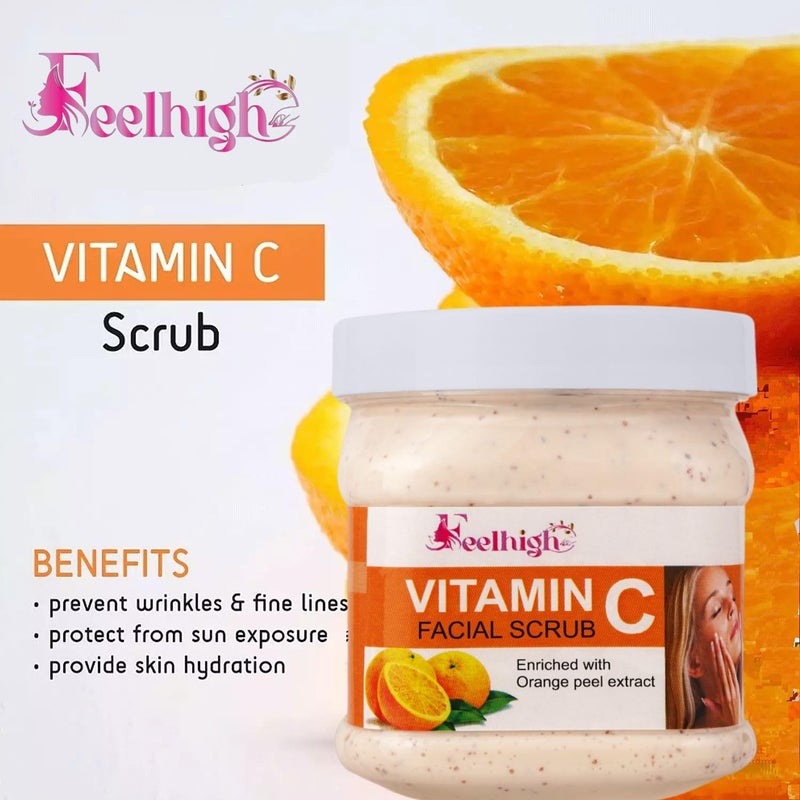 Feelhigh Face and Body Vitamin C Scrub Enriched with Orange Peel Extract 500ml - Image 2