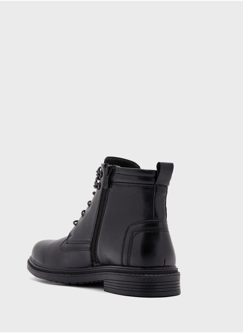 Robert Wood Ankle Lace Up Biker Boots  - Image 3