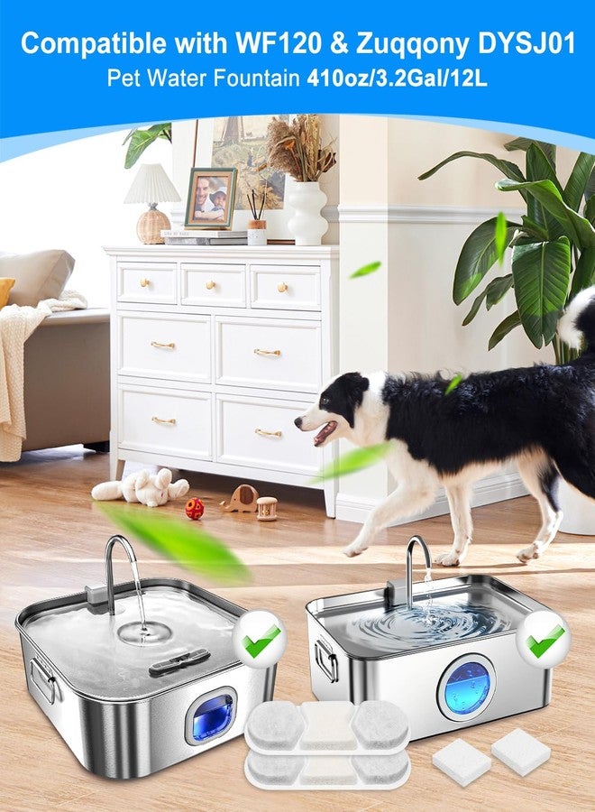 Cunina 8 Pack Filter & 8 Pump Sponges Pet Water Fountain Filter Compatible with WF120 Dog Water Bowl Dispenser 410oz/3.2Gal/12L, Filters Replacement for Cat Automatic Water Fountain Stainless Steel - Image 2