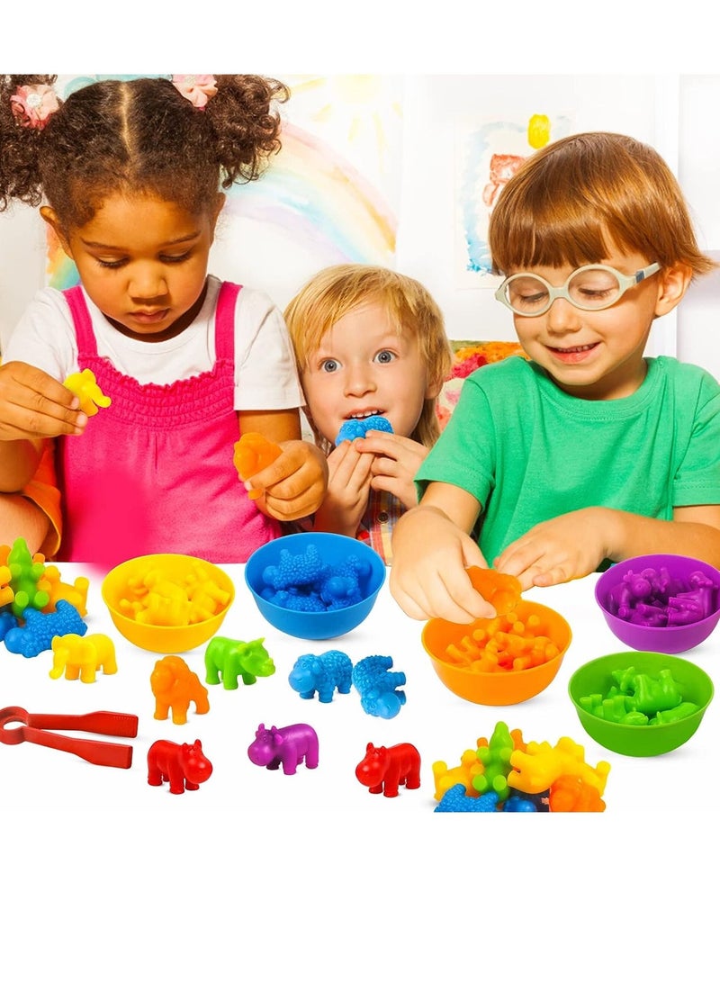 ميكسد ألعاب معرفية للتعليم المبكر للأطفال بألوان قوس قزح لفرز الحيوانات - Image 3