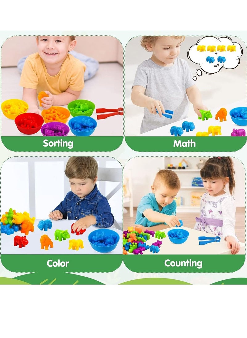 ميكسد ألعاب معرفية للتعليم المبكر للأطفال بألوان قوس قزح لفرز الحيوانات - Image 4
