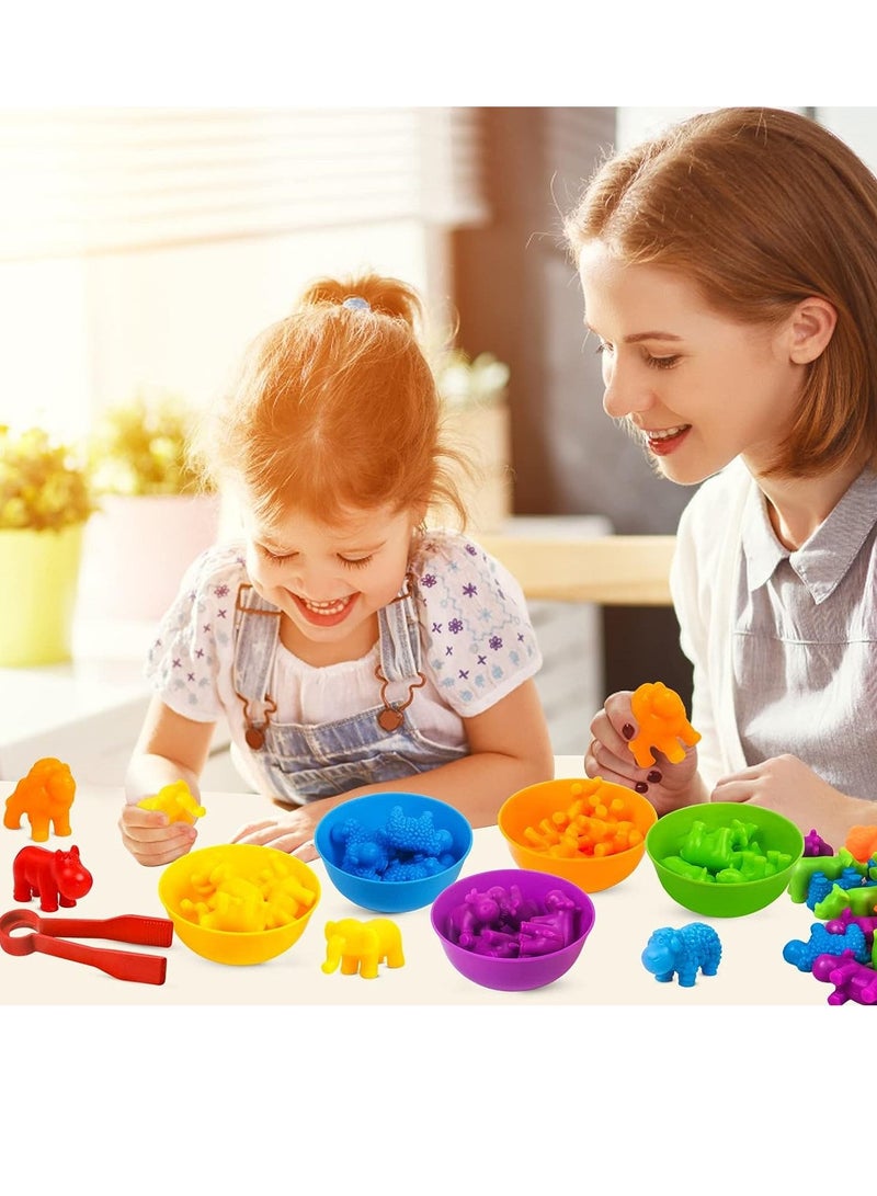 ميكسد ألعاب معرفية للتعليم المبكر للأطفال بألوان قوس قزح لفرز الحيوانات - Image 5