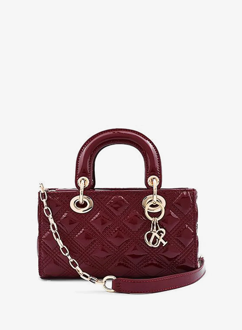 Cuple Maroon Cuple Textured Zip Shoulder Bag for Women | Best Price UAE