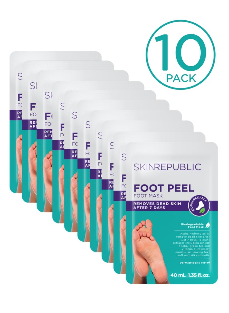 سكين ريبابلك قناع تقشير القدم (10 أزواج) - قناع تقشير القدم مع حمض ألفا هيدروكسي، وجينكو بيلوبا، وفيتامين هـ، يزيل الجلد الميت، ويصلح الكعب المتشقق، وينعم مسامير القدم، وينعم ويرطب القدمين الجافة والخشنة. - Image 1