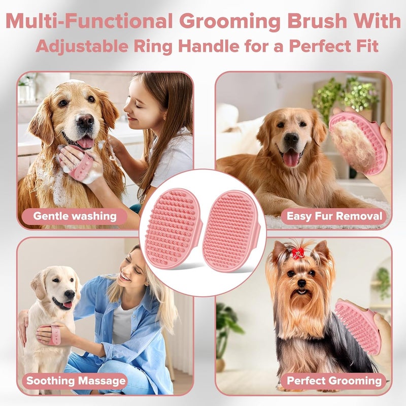 Augwind 6PCS Pet Grooming Kit for Dogs,Cats and Horses | Dog Washing Gloves | Dog Bath Brush | Dog Bath Gloves | Dog Shampoo Brush | Pet Grooming Gloves | Dog Bath Supplies (Light Pink) - Image 5