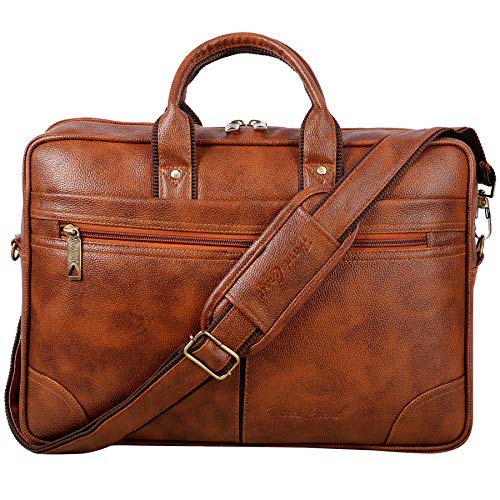 Hard Craft Vegan Leather Office Laptop Messenger and Shoulder Side Sling Hand Bag For Men Corporate Executive Briefcase Bag For Man Supports Laptop Upto 15.6 inches - Image 1