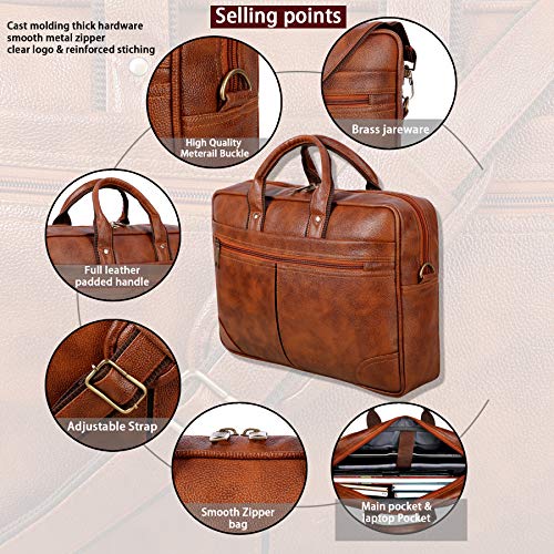 Hard Craft Vegan Leather Office Laptop Messenger and Shoulder Side Sling Hand Bag For Men Corporate Executive Briefcase Bag For Man Supports Laptop Upto 15.6 inches - Image 2