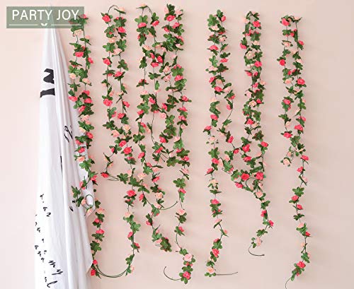 Partyjoy PARTY JOY 5pcs 41Ft Flower Garland Fake Rose Vine Artificial Flowers Hanging Rose Ivy Hanging Baskets Wedding Arch Garden Background Decor (Pink, 5) - Image 5