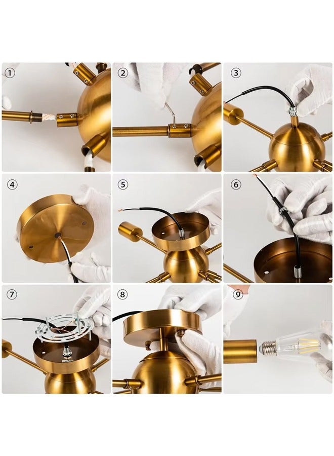 Momozone مصباح سقف على الطراز الأمريكي سهل التركيب، مصباح إبداعي بسيط باللون الذهبي بتصميم ذكي مناسب للمطبخ وغرفة الطعام وغرفة المعيشة - Image 3