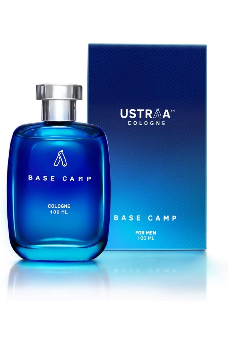 Ustraa Base Camp Cologne for Men, 100ml – Long Lasting Perfume with Cool Crisp Mountain Air Fragrance | Fresh Zingy Aquatic Notes | Everyday Masculine Scent in Classy Glass Bottle - Image 1