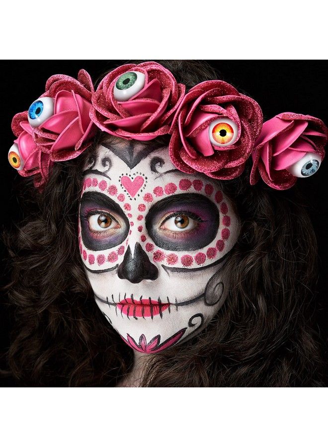 Skylety 32 قطعة من عيون الهالوين البلاستيكية نصفية الشكل، دعائم رعب مخيفة لحفلات الهالوين أو الحلوى (ألوان لطيفة) - Image 5