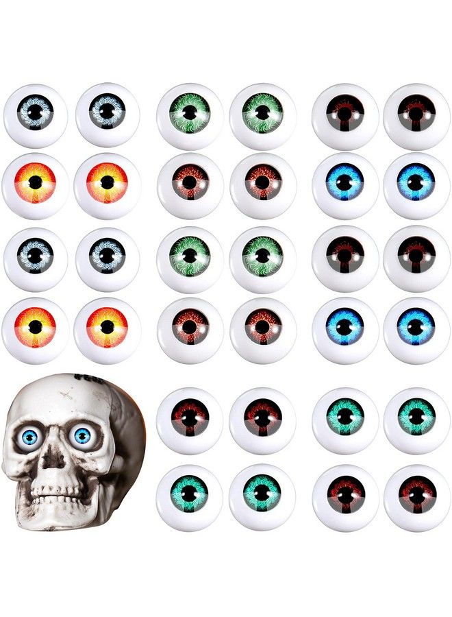 Skylety 32 قطعة من عيون الهالوين البلاستيكية نصفية الشكل، دعائم رعب مخيفة لحفلات الهالوين أو الحلوى (ألوان لطيفة) - Image 2