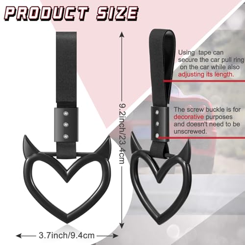 Fabbay 2 Pieces Heart Handle Keychains Car Accessory Heart Hand Strap Drift Charm for Car Interior Exterior Decoration(Black,Devil Style) - Image 2
