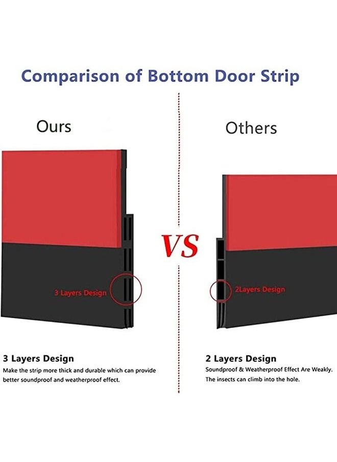 Arabest Door Draft Stopper, Door Bottom Seal for Exterior & Interior Doors Blocker for Insects Dust Noise and Weather Stripping Black  - Image 2