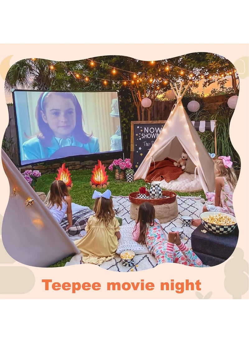 Paka Rabbit Kids Teepee, Play Tent Foldable Canvas Kids Playhouse Portable Teepee Tent for Kids to Play Indoor and Outdoor Made of 1.6m Platane Wood Support and Linen Fabric  - Image 2