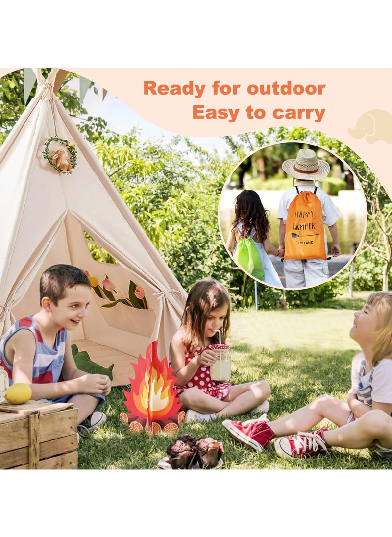 Paka Rabbit Kids Teepee, Play Tent Foldable Canvas Kids Playhouse Portable Teepee Tent for Kids to Play Indoor and Outdoor Made of 1.6m Platane Wood Support and Linen Fabric  - Image 3