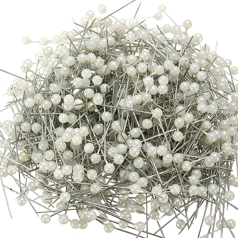 Wetco 800 Pcs Sewing Pins, 1.5 in Round Pearl Heads Pins, Pearlized Pins, Pearl Push Pins, Dressmaker Pins, Quilting Pins for Fabric, Craft and Sewing Project, Weddings Corsage Florists (White) - Image 1