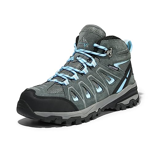 NORTIV 8 Women's Waterproof Hiking Boots Outdoor Trekking Camping Trail Hiking Boot Seeker,Size 8,Grey/Blue,Seeker - Image 1