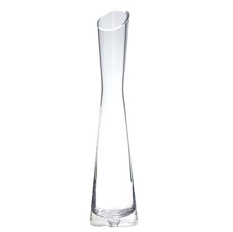 Quupy 25cm Height Glass Flower Vase Clear Decorative Bud Vase Single Stem Vases for Home Wedding Christmas Decor