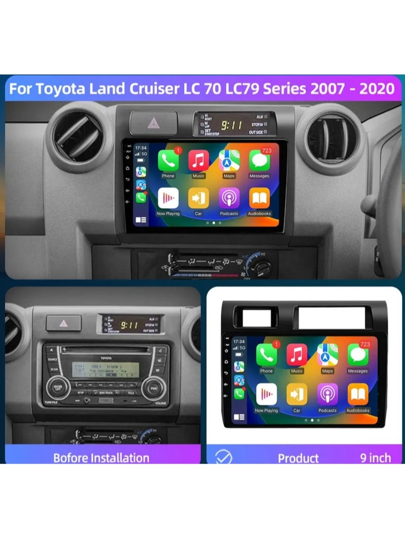 Vierex - Toyota Pickup Land Cruiser LC70 LC79 2007-2022 Android Car Stereo 4GB RAM Support Apple Carplay Android Auto Wireless Fast Interface AHD Camera Included SIM Card Wifi Bluetooth 9 Inch Touch Screen - Image 1