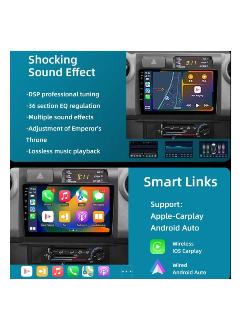 Vierex - Toyota Pickup Land Cruiser LC70 LC79 2007-2022 Android Car Stereo 4GB RAM Support Apple Carplay Android Auto Wireless Fast Interface AHD Camera Included SIM Card Wifi Bluetooth 9 Inch Touch Screen - Image 1
