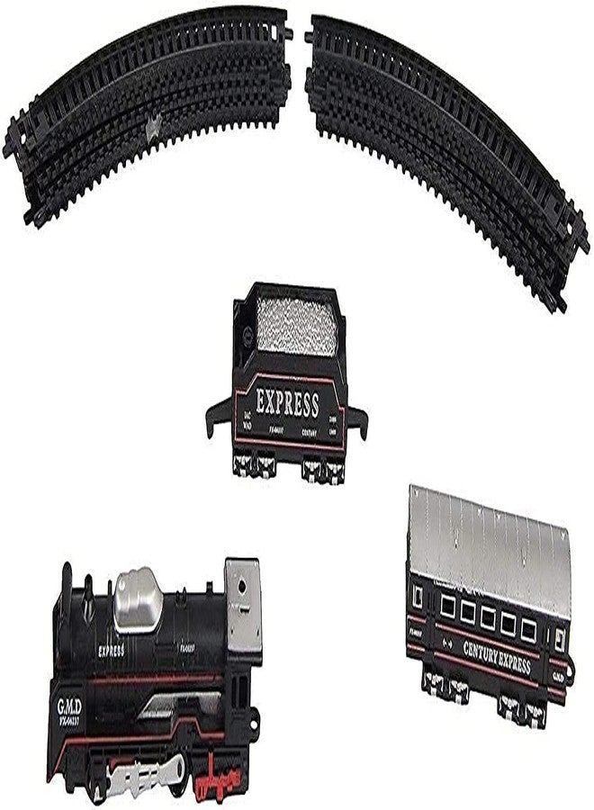 قطار HOMOZE Rail King الذكي الكلاسيكي الدخاني - مجموعة قابلة لإعادة الشحن من 16 إلى 21 قطعة مع مسارات وقاطرة وعربات، يتميز بالضوء والصوت ودخان الماء الواقعي للأطفال (قد يختلف اللون) - Image 2