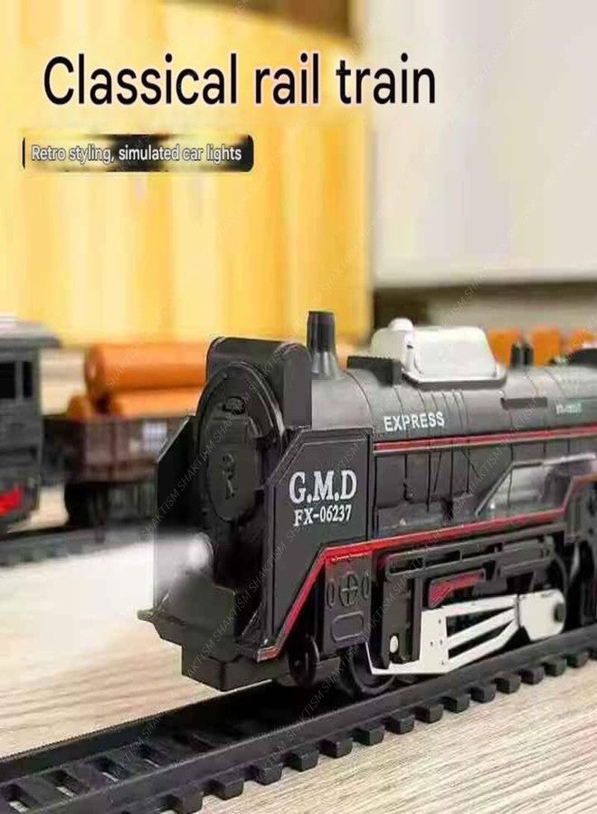 قطار HOMOZE Rail King الذكي الكلاسيكي الدخاني - مجموعة قابلة لإعادة الشحن من 16 إلى 21 قطعة مع مسارات وقاطرة وعربات، يتميز بالضوء والصوت ودخان الماء الواقعي للأطفال (قد يختلف اللون) - Image 4
