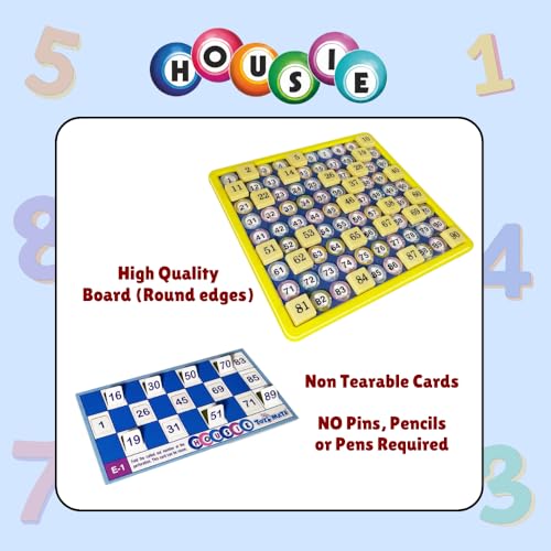 toymate Housie Reusable Folding Tickets - Tambola Bingo Lotto Family Board Game (48 Reusable Cards) - Image 5