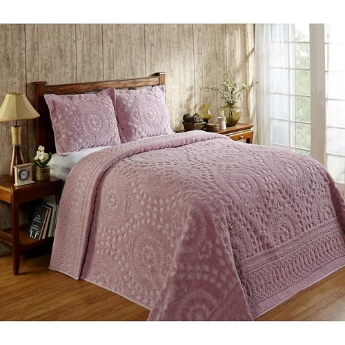 Better Trends 1 Piece Chenille Bedspread King Size 100% Cotton Chenille Bedding Lightweight Medallion Pattern Bedroom Decor Rio Collection - Image 1