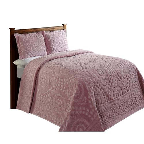 Better Trends 1 Piece Chenille Bedspread King Size 100% Cotton Chenille Bedding Lightweight Medallion Pattern Bedroom Decor Rio Collection - Image 2