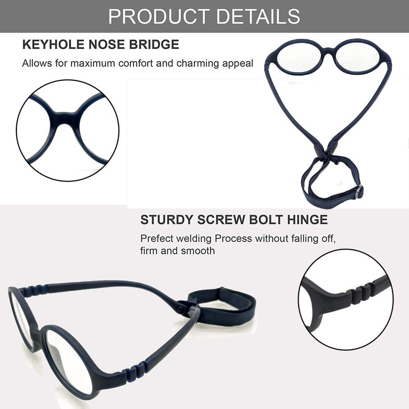 Flexi Kidz Blue Light Blocking Anti Glare Zero Power Unbreakable Eyeglasses Spectacle Frame Protection From TV Mobile Laptop Computer for Kids Girls Boys Unisex With Antislip Silicone Band - Image 5