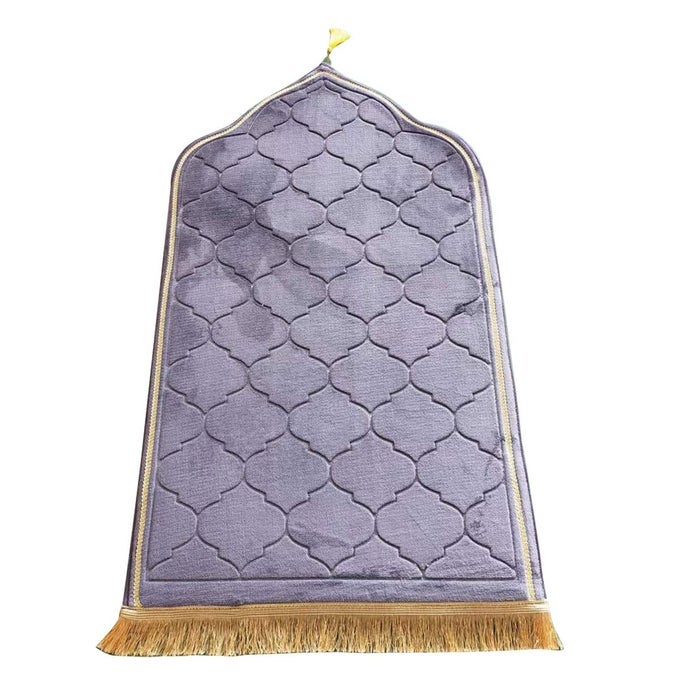 MUSLIM PRAYER MAT THICK SOFT VELVET MUSLIM RUG PORTABLE MUSLIM PRAYER RUG TURKISH PRAYER CARPETJANAMAZ SAJADA CARPET FOR MEN AND WOMEN PLAIN SOLID PRAYER MAT RAMADAN EID GIFT GRAY PURPLE